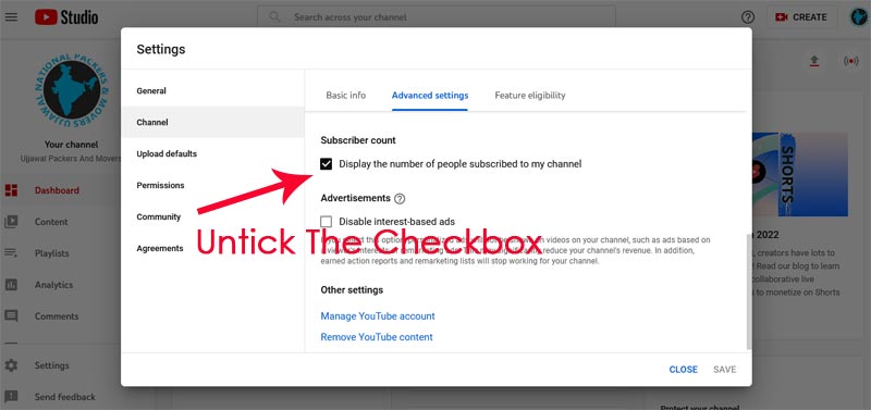 untick the checkbox